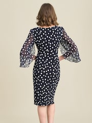 Gina Bacconi Blue Harmony Polka Dot Print Dress - Image 2 of 6