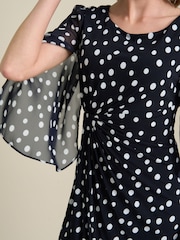 Gina Bacconi Blue Harmony Polka Dot Print Dress - Image 4 of 6
