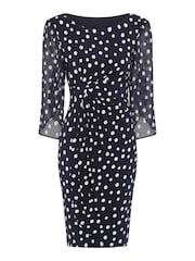 Gina Bacconi Blue Harmony Polka Dot Print Dress - Image 6 of 6