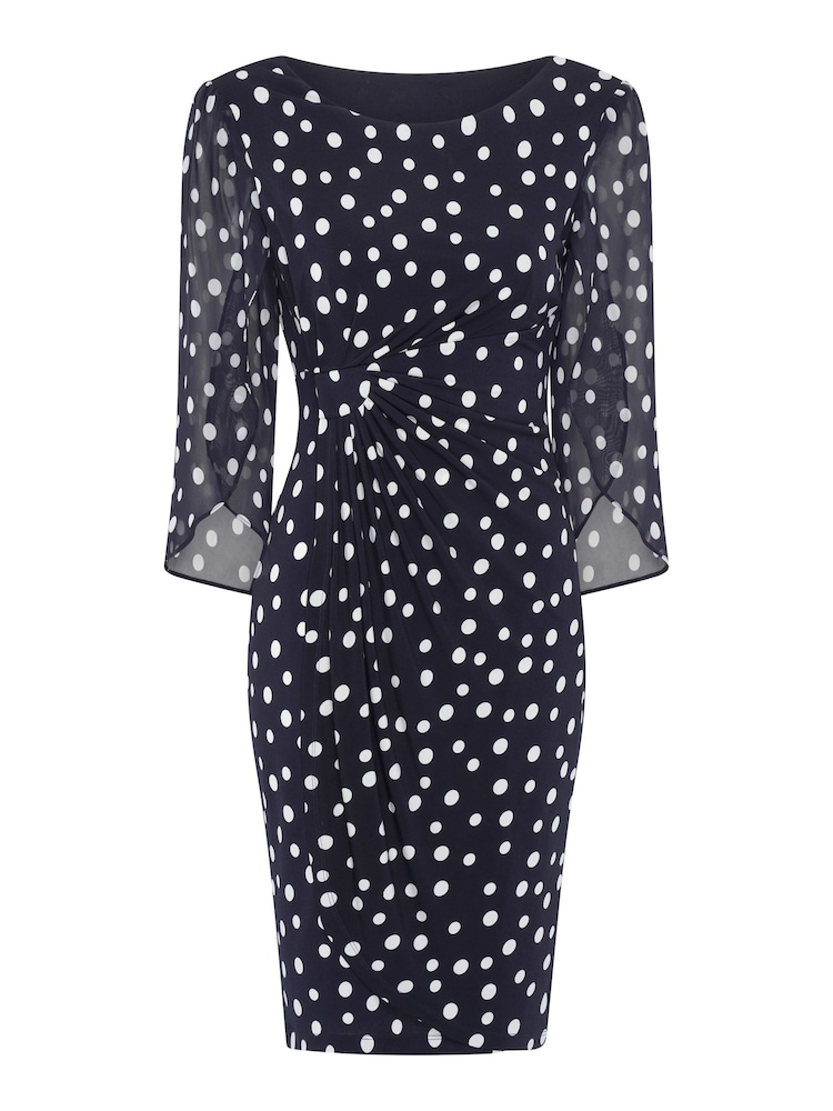 Gina Bacconi Blue Harmony Polka Dot Print Dress - Image 6 of 6 Gina Bacconi Blue Harmony Polka Dot Print Dress - Image 6 of 6