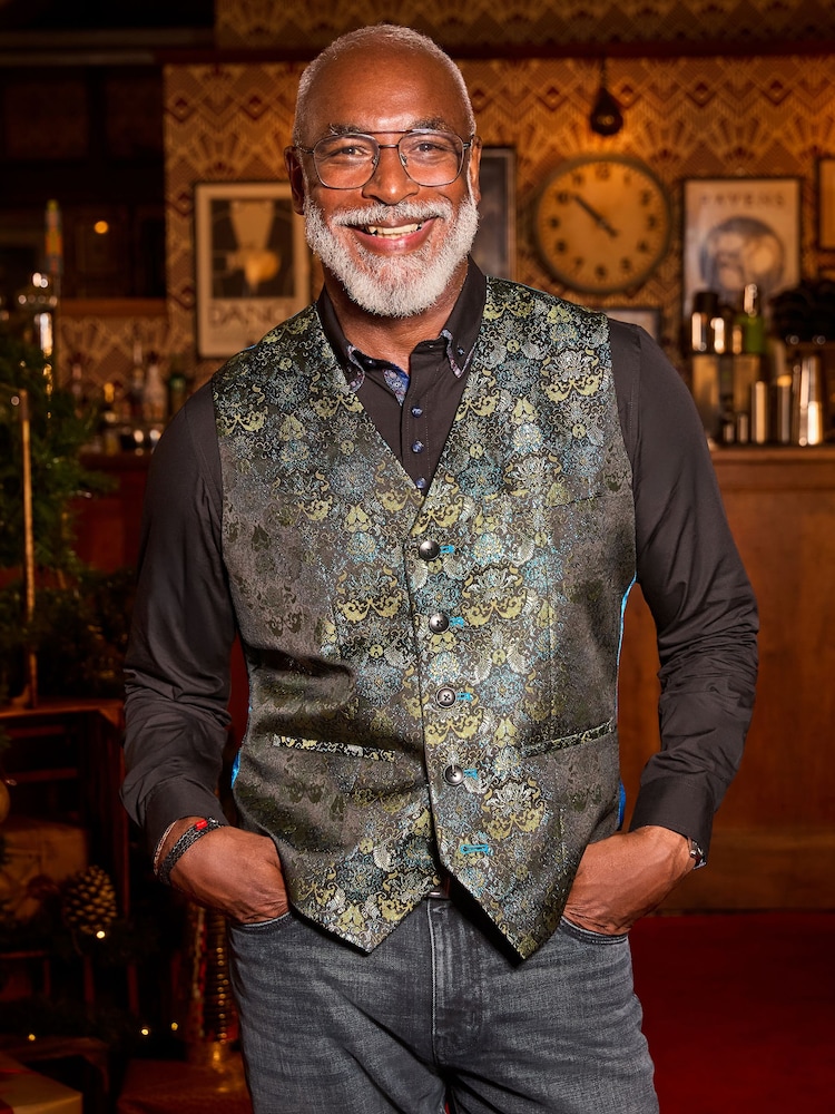 Joe Browns Blue Jacquard Waistcoat - Image 1 of 7 Joe Browns Blue Jacquard Waistcoat - Image 1 of 7