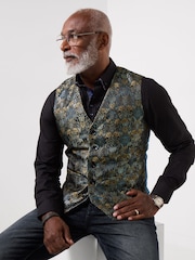 Joe Browns Blue Jacquard Waistcoat - Image 2 of 7