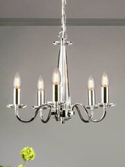 Laura Ashley Polished Chrome Blake Cut Glass 5 Light Chandelier Ceiling Light - Image 1 of 3
