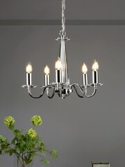 Laura Ashley Polished Chrome Blake Cut Glass 5 Light Chandelier Ceiling Light - Image 2 of 3