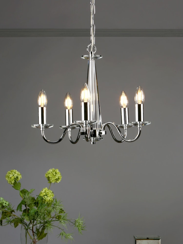 Laura Ashley Polished Chrome Blake Cut Glass 5 Light Chandelier Ceiling Light - Image 2 of 3