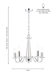 Laura Ashley Polished Chrome Blake Cut Glass 5 Light Chandelier Ceiling Light - Image 3 of 3