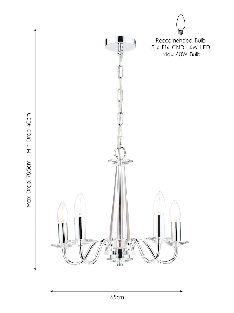 Laura Ashley Polished Chrome Blake Cut Glass 5 Light Chandelier Ceiling Light - Image 3 of 3