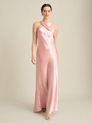 Gina Bacconi Pink Eunice Satin Maxi Dress - Image 1 of 6