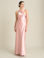 Gina Bacconi Pink Eunice Satin Maxi Dress - Image 3 of 6