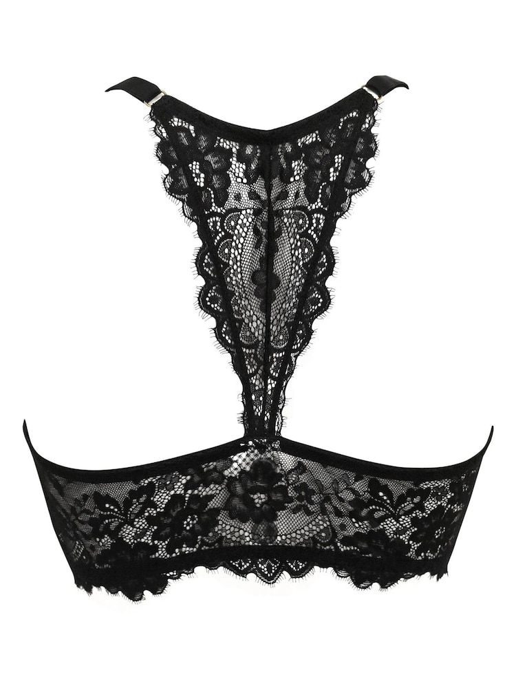 Pour Moi Black India Eyelash Front Fastening Non Wired Bralette - Image 4 of 4