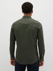 Dark Green Slim Fit Long Sleeve Oxford 100% Cotton Shirt - Image 3 of 8