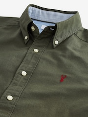 Dark Green Slim Fit Long Sleeve Oxford 100% Cotton Shirt - Image 7 of 8