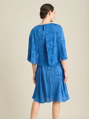 Gina Bacconi Blue Mercedes Leaf Jacquard Dress - Image 2 of 6