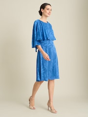 Gina Bacconi Blue Mercedes Leaf Jacquard Dress - Image 3 of 6