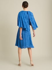 Gina Bacconi Blue Mercedes Leaf Jacquard Dress - Image 6 of 6
