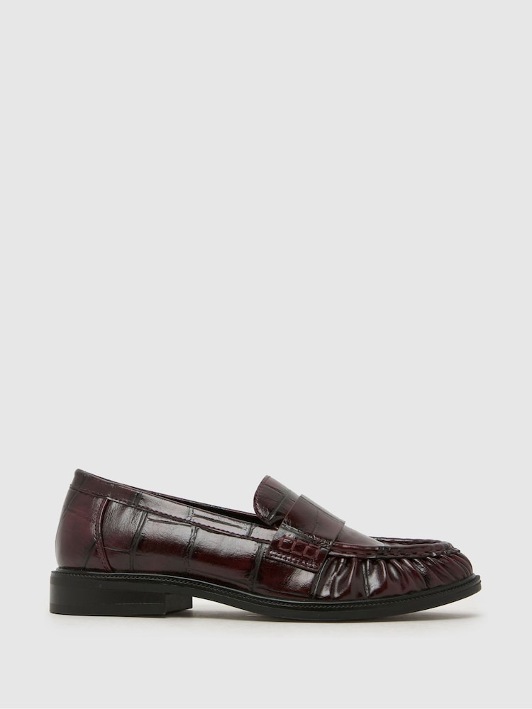 Schuh Red Lotion Ruched Loafers - Image 1 of 4 Schuh Red Lotion Ruched Loafers - Image 1 of 4