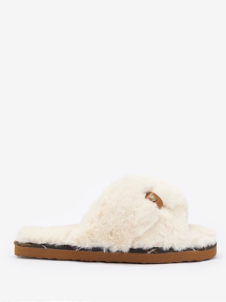 Barbour ® Eliza Hausschuhe aus Fellimitat mit überkreuztem Design - Bild 1 von 1 Barbour ® Eliza Hausschuhe aus Fellimitat mit überkreuztem Design - Bild 1 von 1