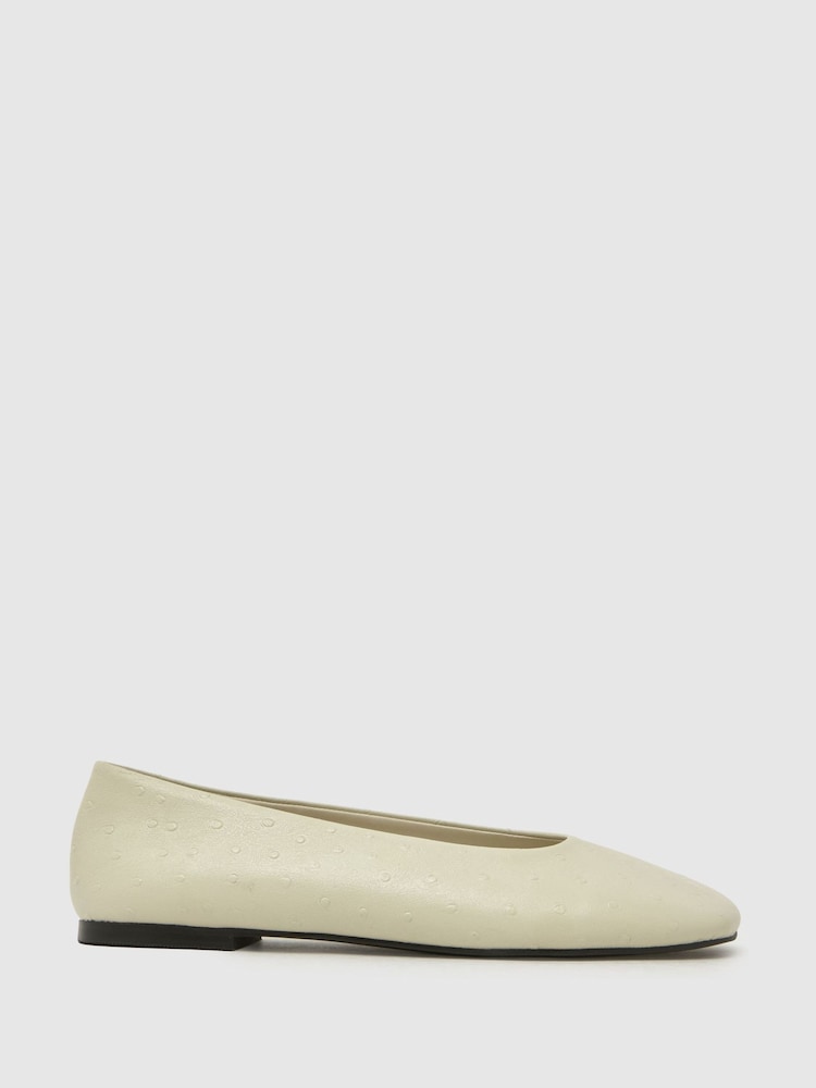 Schuh White Lilah Leather Ballet Shoes - Image 1 of 4 Schuh White Lilah Leather Ballet Shoes - Image 1 of 4