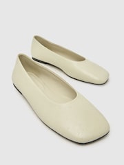 Schuh White Lilah Leather Ballet Shoes - Image 4 of 4