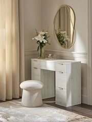 White Bronx Oak Effect 6 Drawer Dressing Table - Image 1 of 9