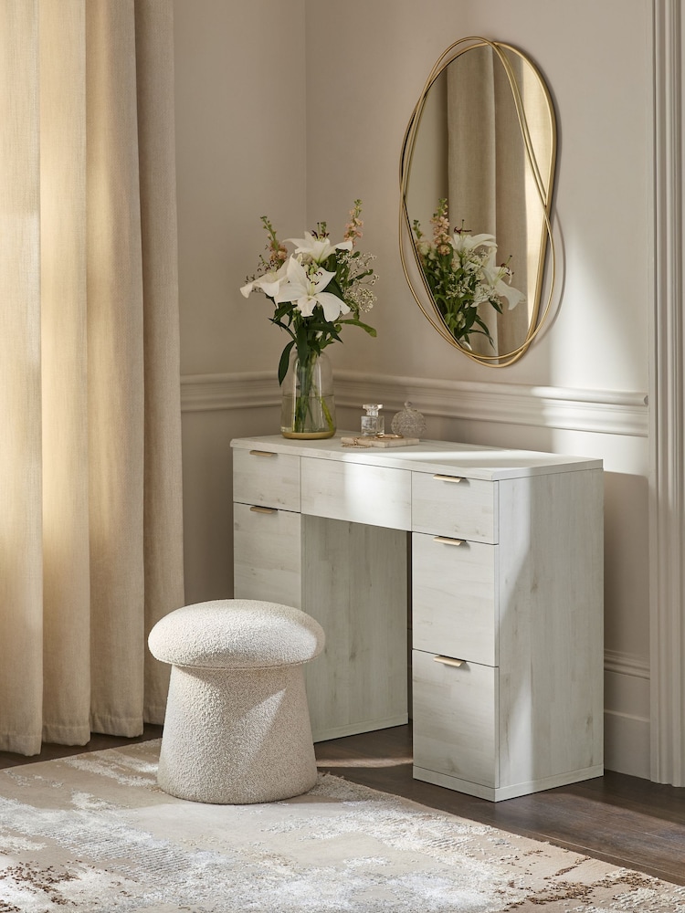 White Bronx Oak Effect 6 Drawer Dressing Table - Image 1 of 9