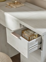 White Bronx Oak Effect 6 Drawer Dressing Table - Image 3 of 9