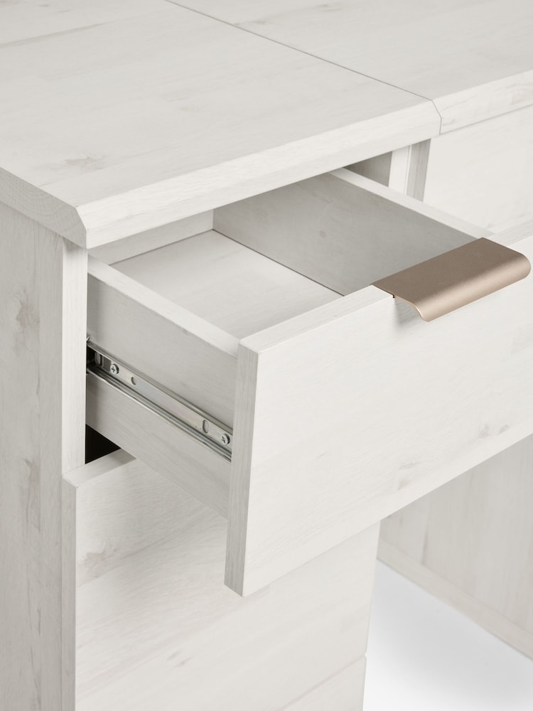 White Bronx Oak Effect 6 Drawer Dressing Table - Image 9 of 9