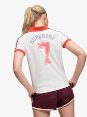 SUPERDRY White Athletic Football Stripe T-Shirt - Image 2 of 5