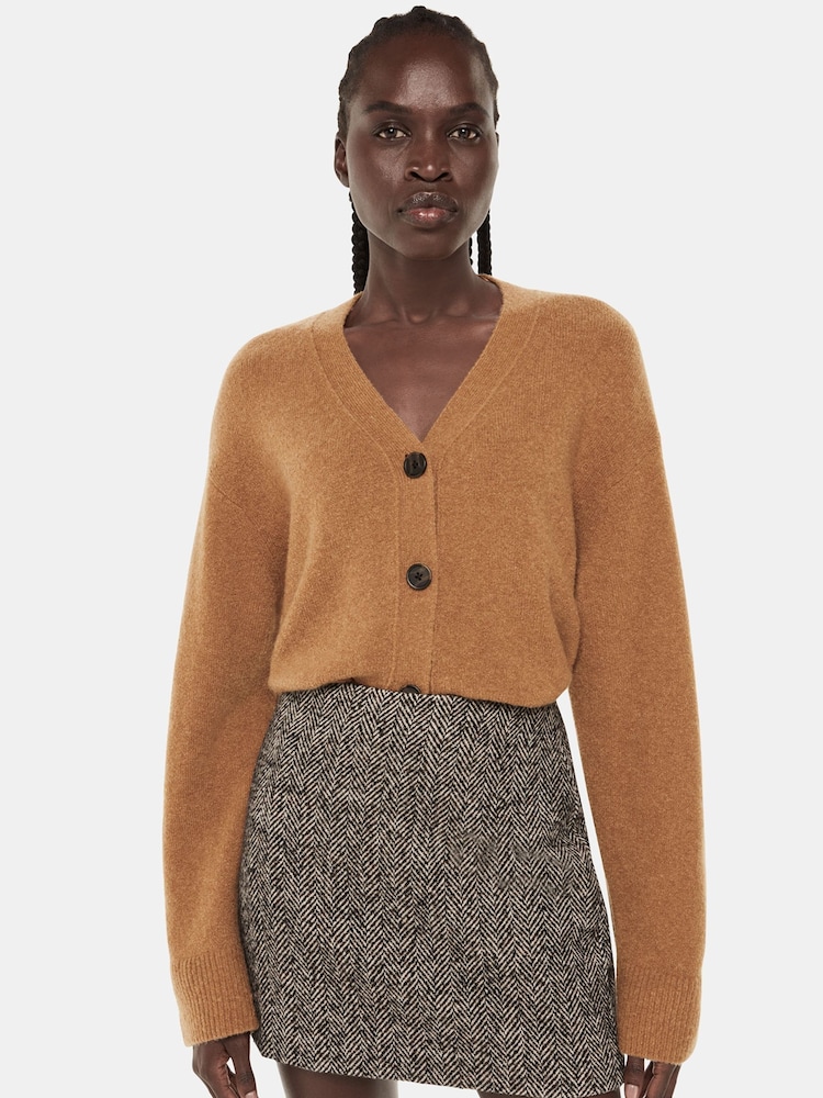 Whistles Animal Print Textured Placket Cardigan - Image 1 of 5 Whistles Animal Print Textured Placket Cardigan - Image 1 of 5