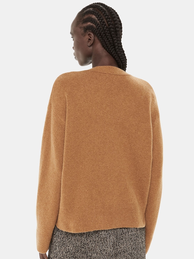 Whistles Animal Print Textured Placket Cardigan - Image 2 of 5 Whistles Animal Print Textured Placket Cardigan - Image 2 of 5