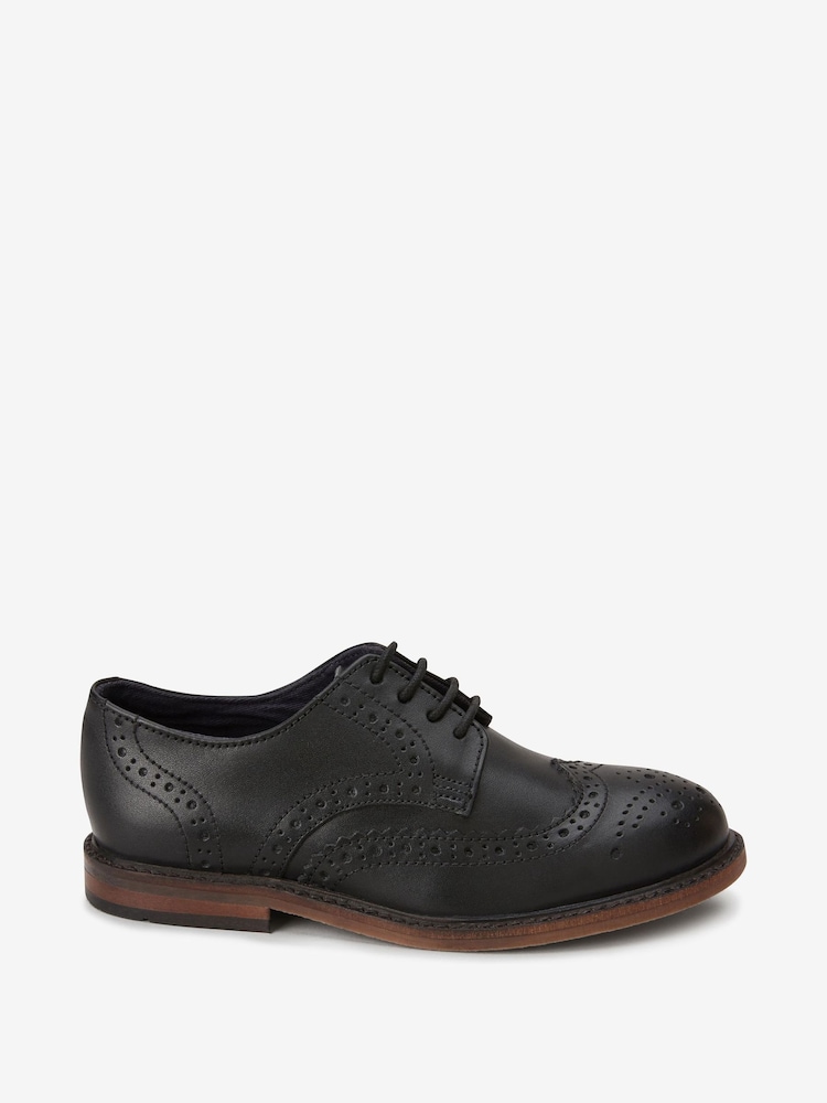Black Standard Fit (F) Leather Laceup Brogue Shoes - Image 1 of 1