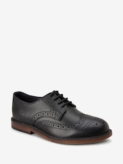 črna - Leather Laceup gležnjar z luknjičastim vzorcem in vezalkami čevlji - Slika 2 iz 4