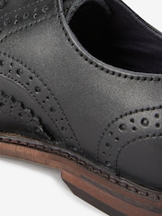 črna - Leather Laceup gležnjar z luknjičastim vzorcem in vezalkami čevlji - Slika 4 iz 4