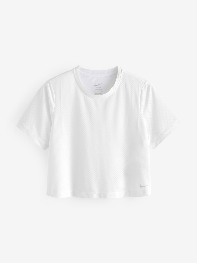 Nike White One Classic Breathable Dri-FIT Short-Sleeve Top - Image 1 of 8
