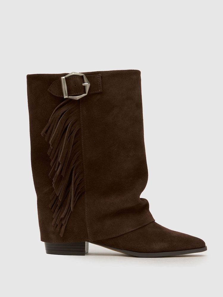 Brun - Schuh Dizzy Suede Tassel Western Boots - Bilde 1 av 4