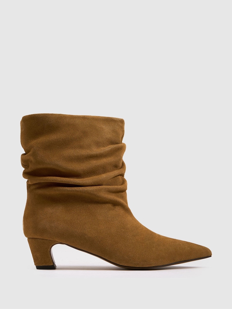 Schuh Brown Bluebell Suede Slouch Boots - Image 1 of 4 Schuh Brown Bluebell Suede Slouch Boots - Image 1 of 4
