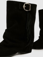 Svart - Schuh Dizzy Suede Tassel Western Boots - Bilde 4 av 4