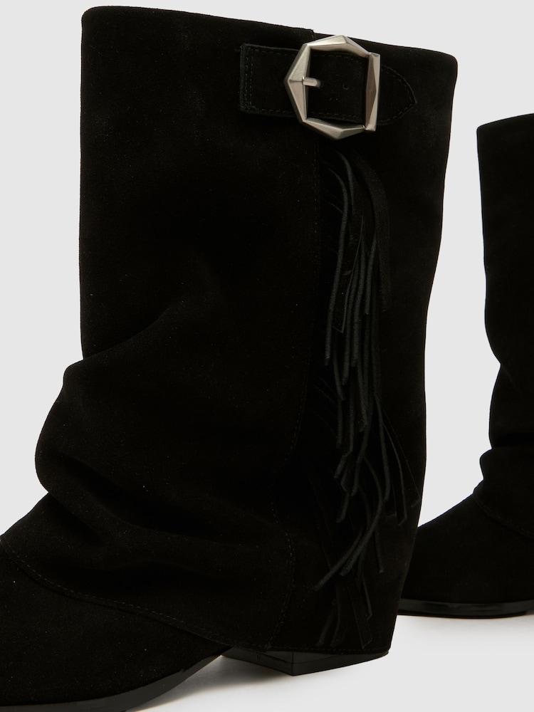 Svart - Schuh Dizzy Suede Tassel Western Boots - Bilde 4 av 4 Svart - Schuh Dizzy Suede Tassel Western Boots - Bilde 4 av 4