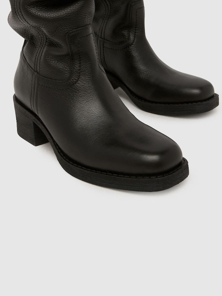 Melns - Schuh Dakota slokšņu ādas zābaki - Attēls 4 no 4