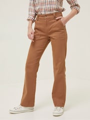 FatFace Brown Canvas Ripley Wide Leg Trousers - Image 1 of 5