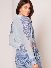 Lipsy Blue Chiffon Long Sleeve Button Through Blouse - Image 2 of 4