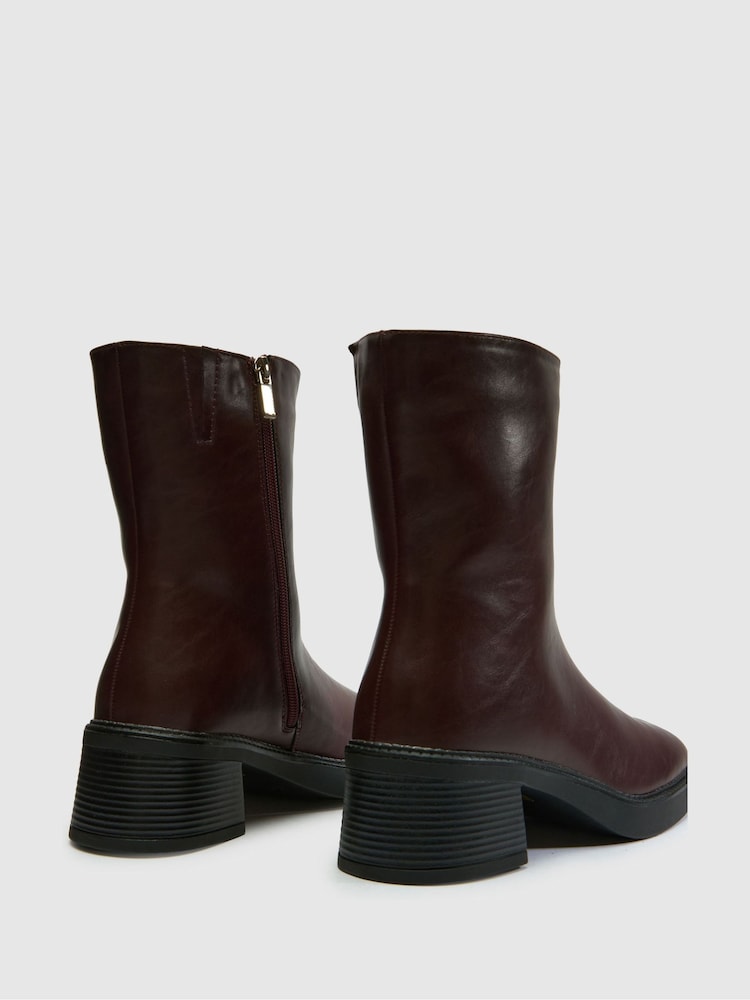 Schuh Red Beauty Square Toe Chunky Boots - Image 4 of 4
