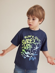 Navy Shark 100% Cotton Short Sleeve Character T-Shirt (3mths-7yrs) - Image 1 of 3