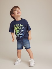 Navy Shark 100% Cotton Short Sleeve Character T-Shirt (3mths-7yrs) - Image 2 of 3