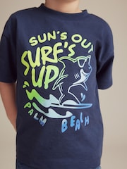 Navy Shark 100% Cotton Short Sleeve Character T-Shirt (3mths-7yrs) - Image 3 of 3