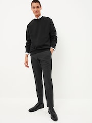 Charcoal Grey Slim Fit Machine Washable Plain Front Smart Trousers - Image 2 of 6