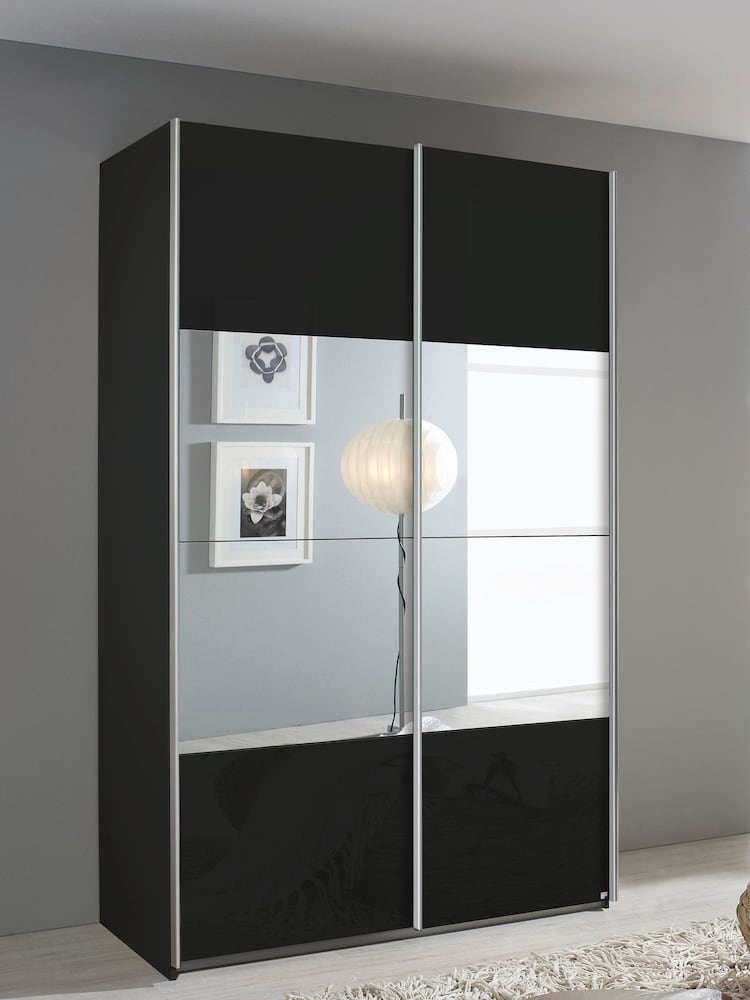 Rauch Dark Grey Courtney Glass and Mirror Sliding Semi 1.3m Sliding Fitted Wardrobe - Image 1 of 2