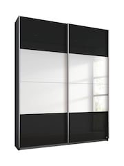 Rauch Dark Grey Courtney Glass and Mirror Sliding Semi 1.3m Sliding Fitted Wardrobe - Image 2 of 2