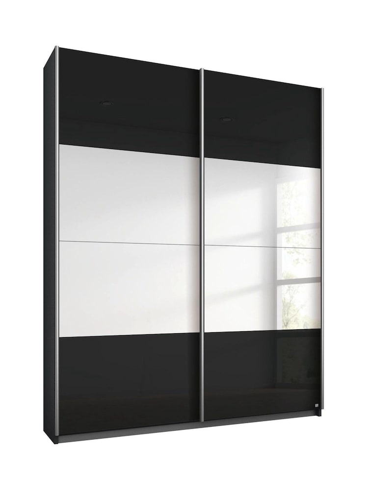 Rauch Dark Grey Courtney Glass and Mirror Sliding Semi 1.3m Sliding Fitted Wardrobe - Image 2 of 2