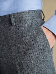 Barbour® Grey Herringbone Slim Fit Suit Trousers - Image 4 of 13